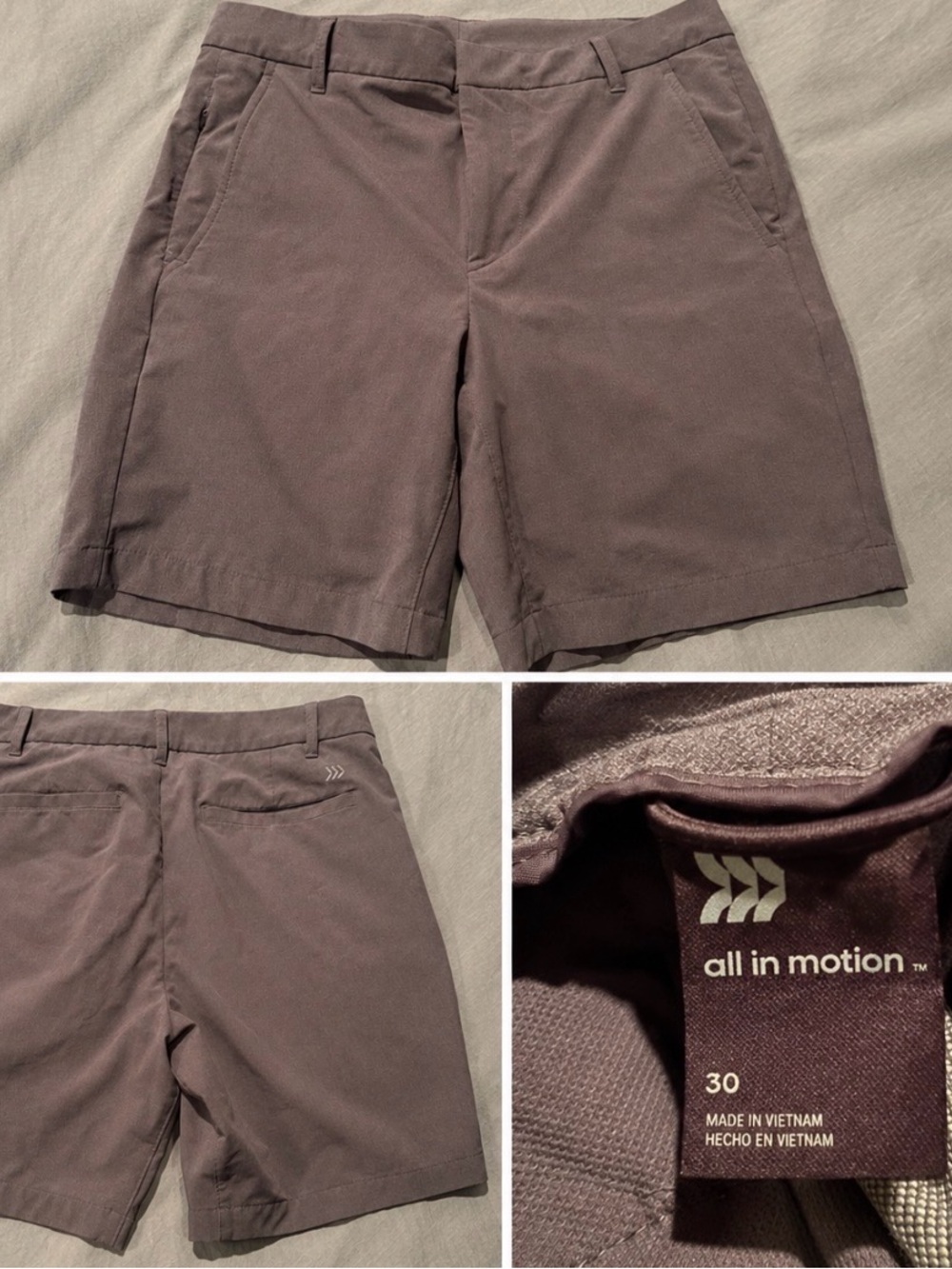all in motion Men's Flat-Front Shorts in Mauve